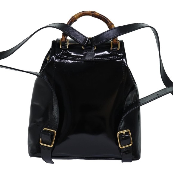 GUCCI Bamboo Backpack Patent leather Black 003 2058 0030 Auth ep4556 - Picture 2 of 16